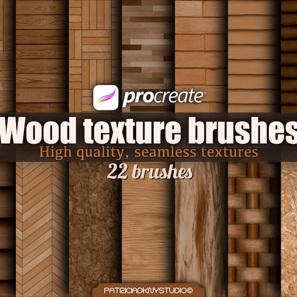 Brosse Procreate texturée en bois, Brosses pour parquet en bois haute résolution transparentes et réalistes, parquets en bois, textures de décoration d'intérieur