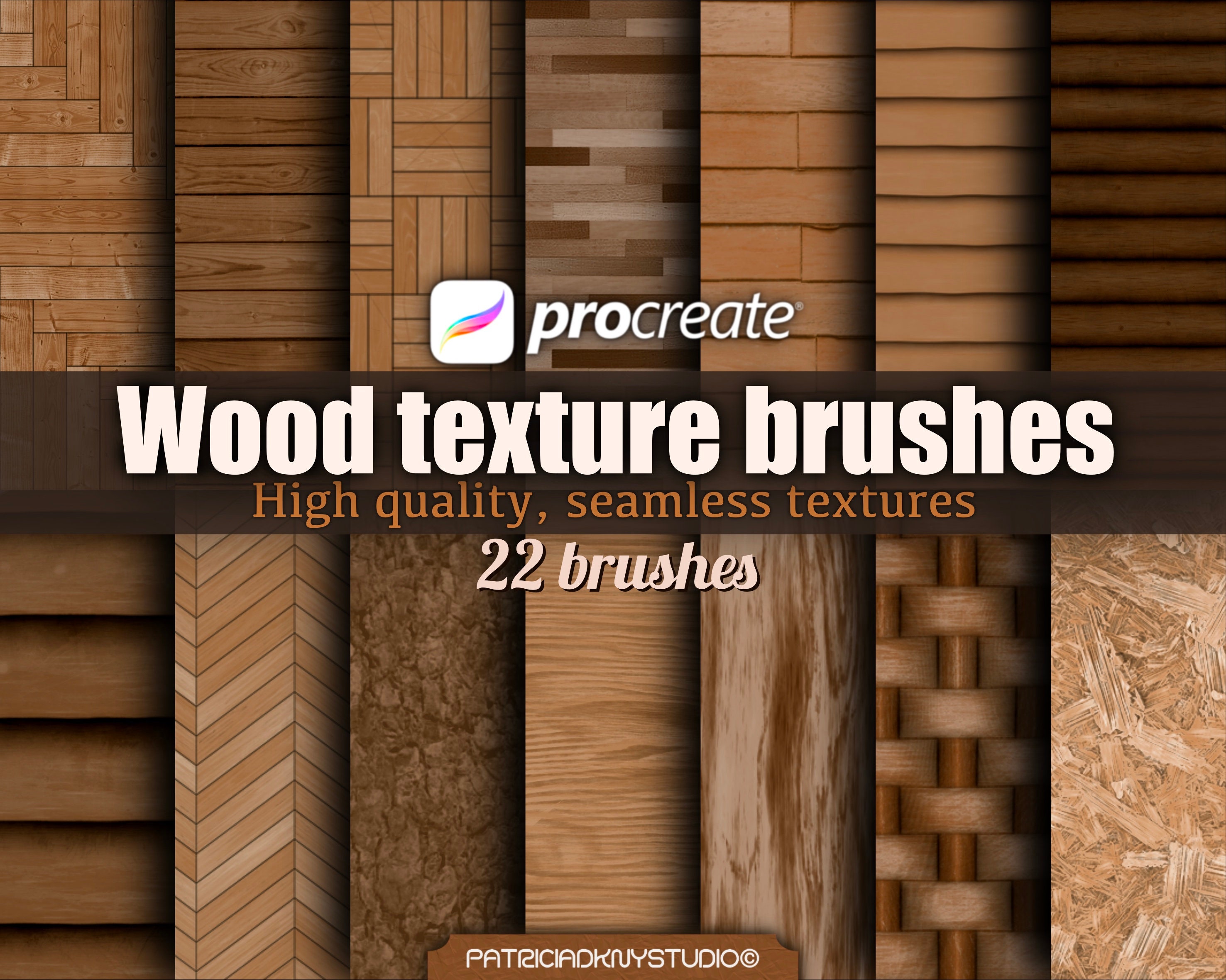Wood Textured Procreate Brush Seamless Realistic High Etsy