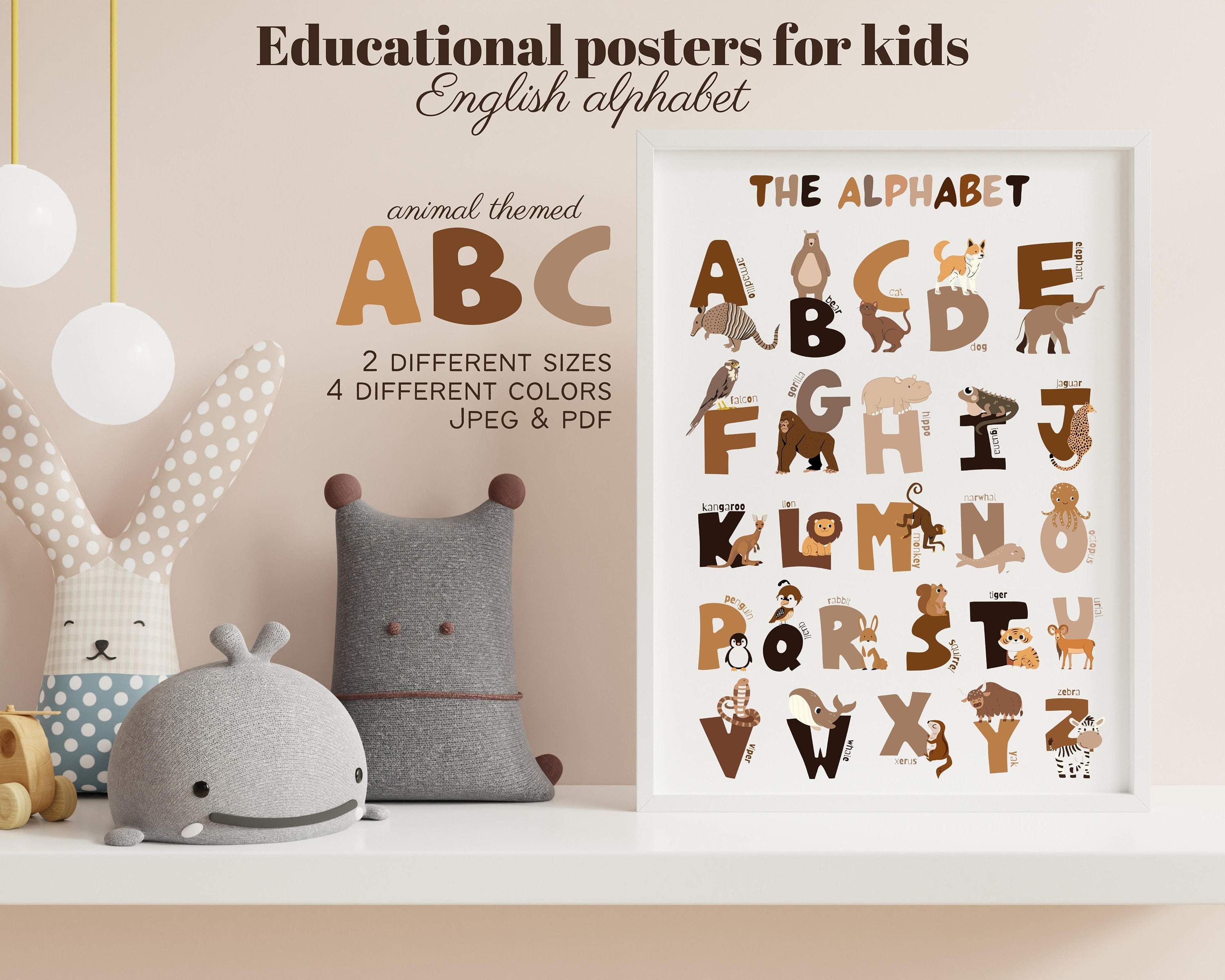 4 Colorful Kids Educational Posters For Toddlers - Alphabet Poster