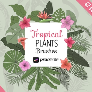 Procreate stamp brushes, Procreate tropical flower brushes, Procreate flower stamps, floral procreate brushes