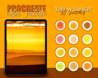Procreate color palette - Yellow sunset color swatches