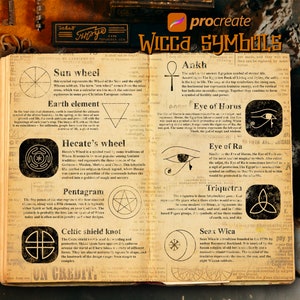 Pennelli per timbri di stregoneria Procreate, simboli Wicca, simboli celtici, icone di magia oscura