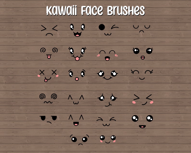 Kawaii Procreate Brushes Kawaii Face Stamps Mix and Match Etsy