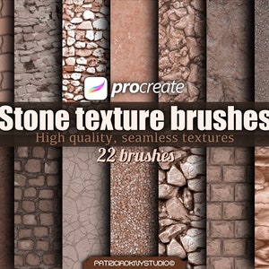 Brosse Procreate texturée en pierre, roche haute résolution transparente et réaliste, marbre, pavé de pierre, tampons de texture de gravier