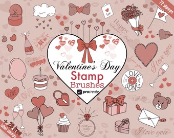100 Valentine’s Day stamp brushes for Procreate