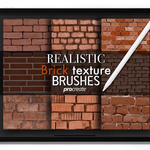 Brick textured Procreate brush, Seamless, Realistic high resolution brick patterns, interior design brushes, architectural texture brushes