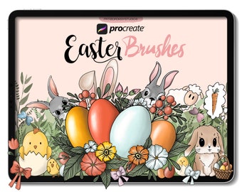 Easter Procreate Brush,Easter bunny stickers, Easter Egg stamps, Easter sticker stencil, iPad brushes