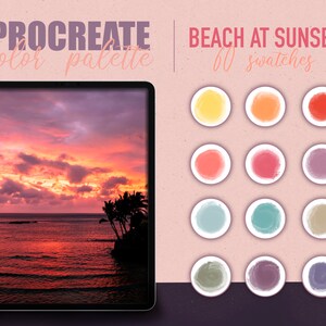 Procreate color palette - Sunset at the beach color swatches