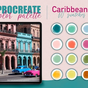 Procreate color palette - Caribbean color swatches, caribbean color palette