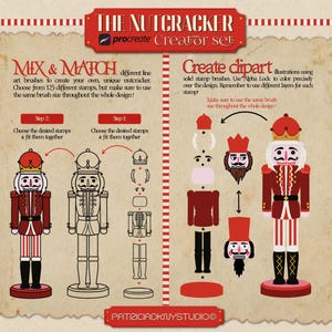 Criador do quebra-nozes Procreate, ilustração do quebra-nozes de Natal, pincéis de carimbo de arte de linha, modelos de adesivos de feriado, clipart de Natal