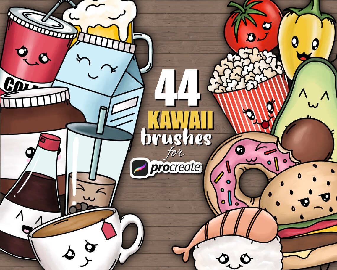 Kawaii Procreate Brushes - Kawaii Face Stamps || Mix and Match - Cute ...