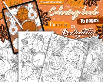 Livre de coloriage sur le thème de l'automne, pages à colorier de Thanksgiving pour adultes, livre de coloriage sur le thème d'Halloween pour les enfants, pages à colorier sur le thème de l'automne