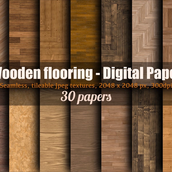 Wooden floor digital scrapbook paper pack, Seamless Wooden flooring pattern, digital photography background paper, 4K rustic wood texture