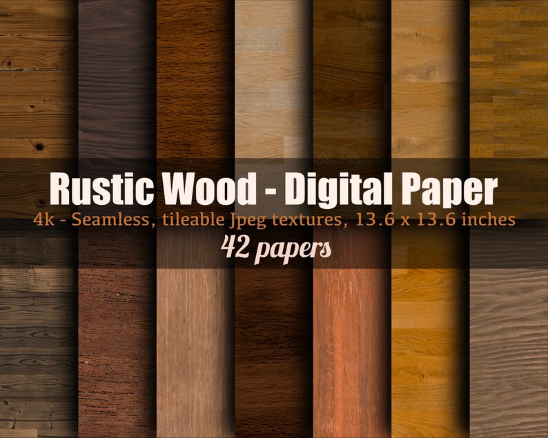 Wood Texture Digital Scrapbook Paper Pack, Seamless Wooden Pattern ...