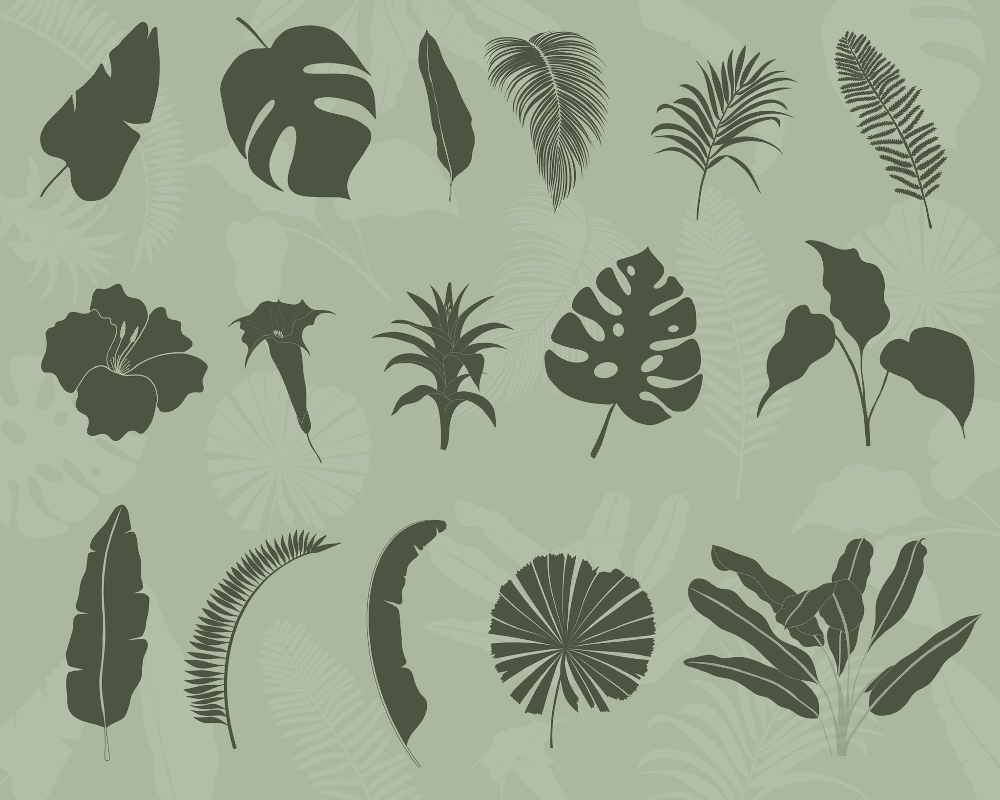 Tropical Procreate brush Botanical stamp tropical plant | Etsy