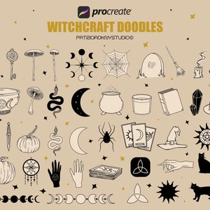 Witchcraft Procreate Stamp Brushes, Moon Phase Procreate Stamps ...