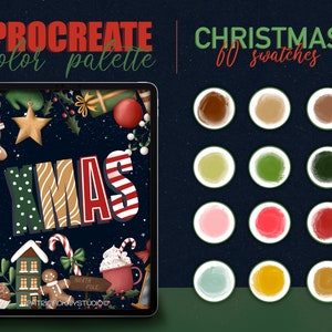 Procreate color palette - Christmas color swatches, Xmas color palette