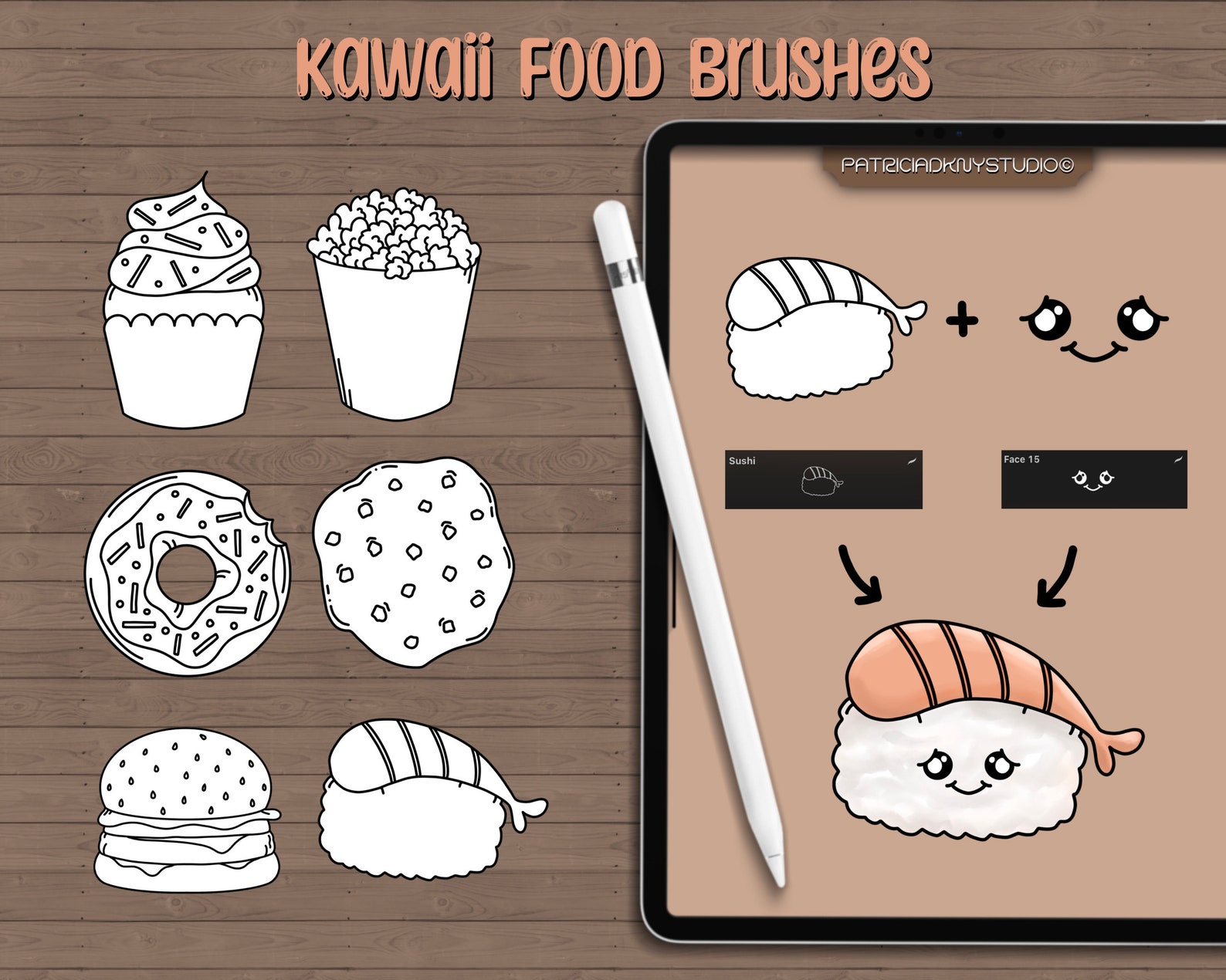Kawaii Procreate Brushes - Kawaii Face Stamps || Mix and Match - Cute ...