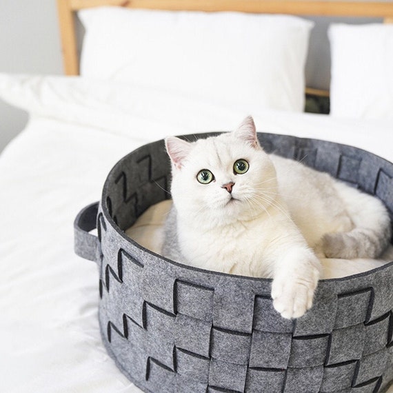 Donut Cat Plush Bed Soft Felt Cat Bed Wool Felt Cat Cave Etsy