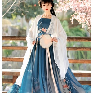 Blue Embroidery Hanfu, Women Hanfu Dress, Ancient Costume, Handmade ...