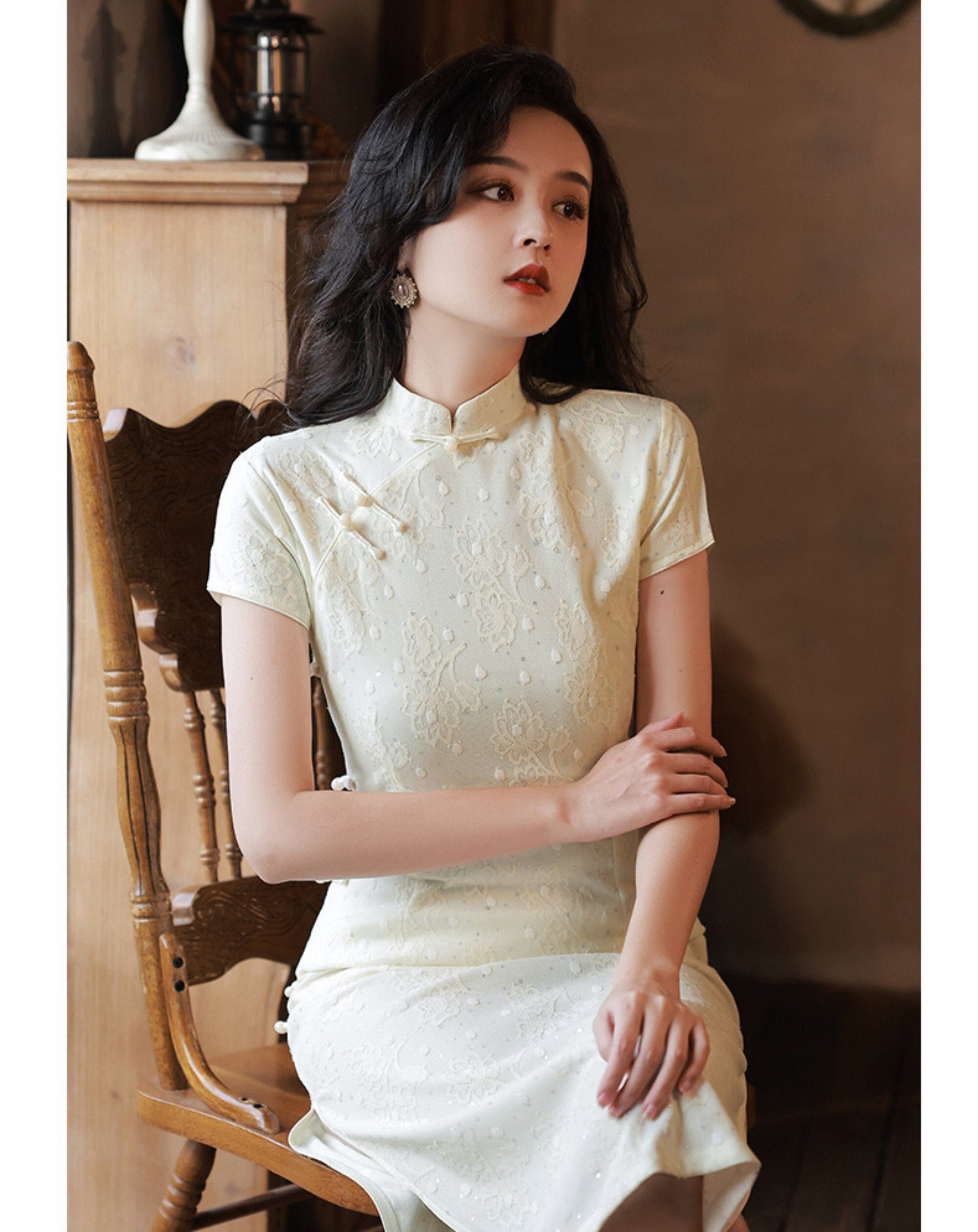 Beige qipao hotsell
