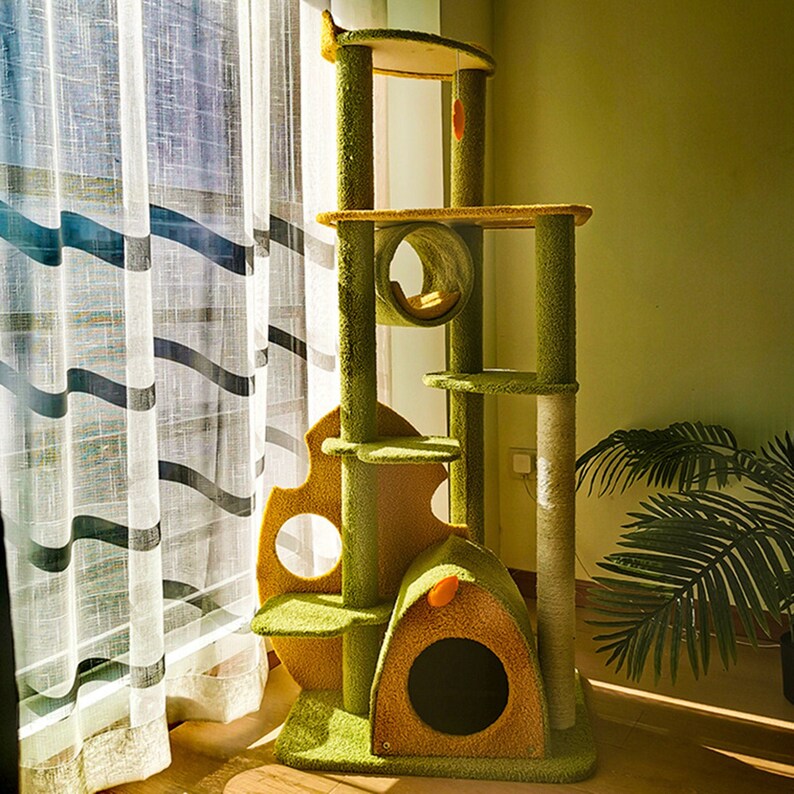 Cat Tree Tower Wooden Cat Tree Tower Cat Activity Tree Etsy