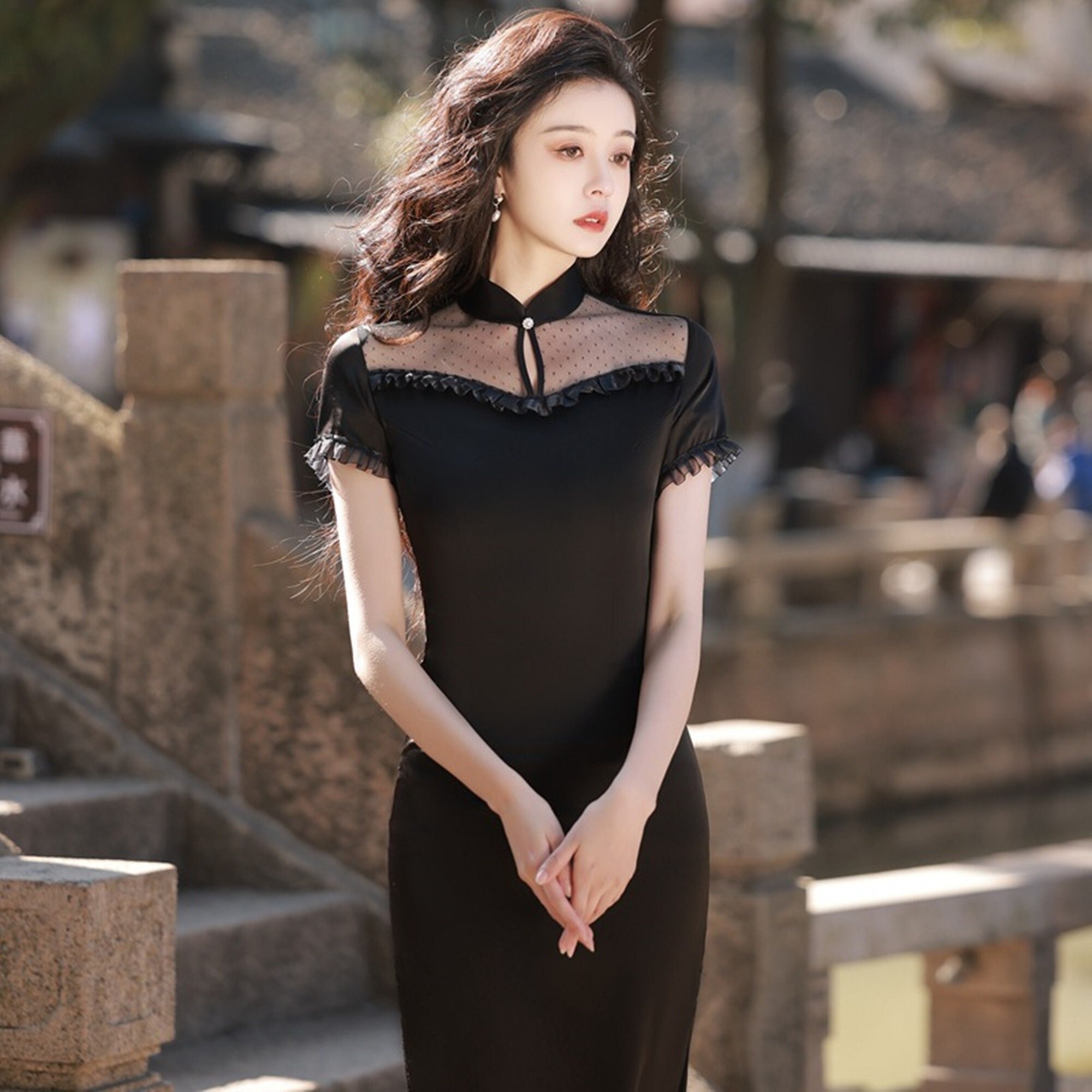 Black Modern Qipao Jacquard Cheongsam Dress Casual Qipao - Etsy