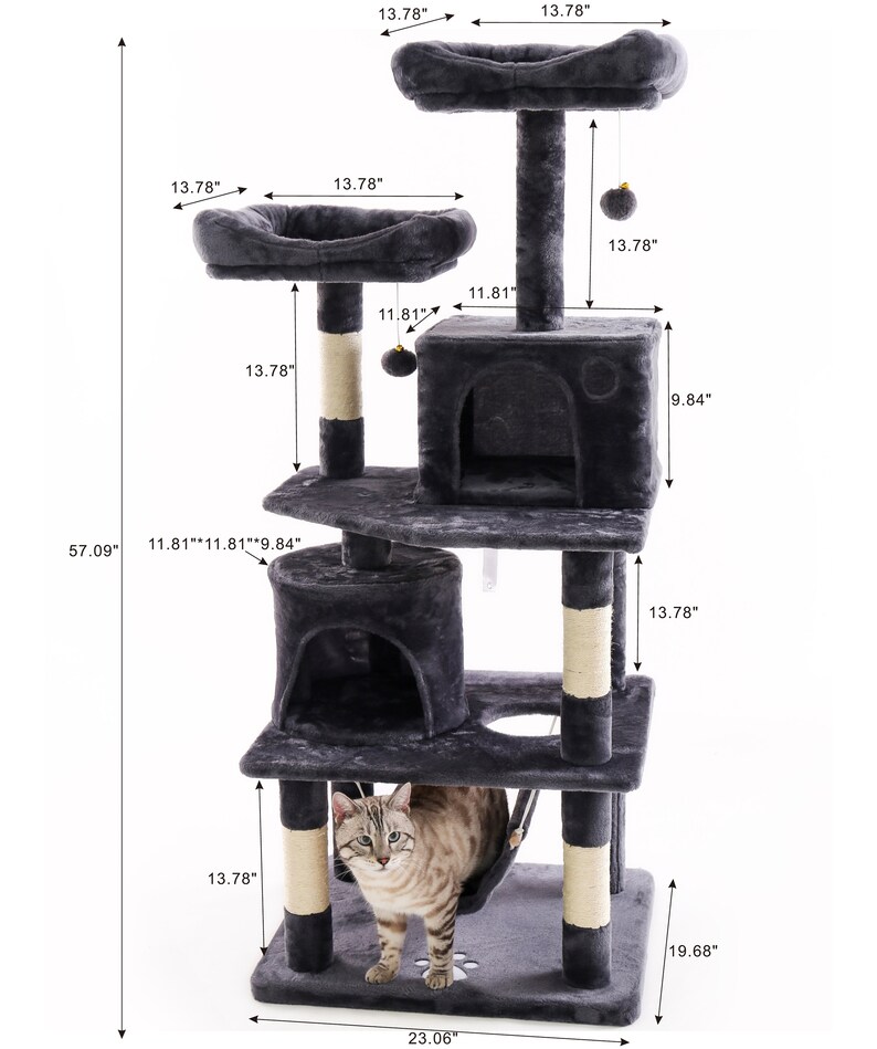 57'' Multilevel Cat Tree Scratching Post Cat Etsy