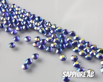 SS10 Sapphire AB  Diamond Cut Hotfix Rhinestones Glass Hotfix Rhinestones 10 Gross High Quality Faceted DIY Bling Embellishments