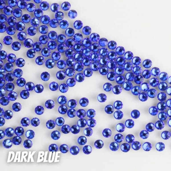Dark Blue Diamond Cut Hotfix Rhinestones Glass Hotfix Rhinestones 10 Gross High Quality Faceted DIY Bling Embellishments
