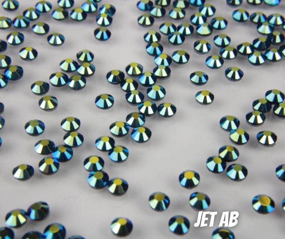 1,500ct Moonlight AB on Jet Black Base Jelly Resin Rhinestones Non Hotfix  Flatback 2MM, 3MM, 4MM, 5MM, Ships from USA Perfect for Tumblers
