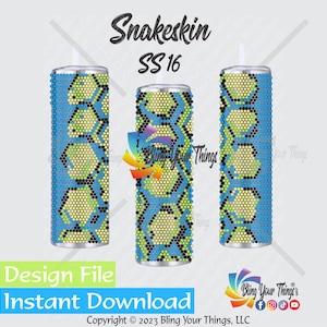 Snake Skin Rhinestone Tumbler Pattern for 20oz Tumbler, Flatback Rhinestone Tumbler Pattern