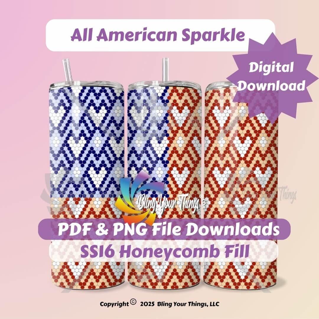 American Flag Rhinestone Tumbler Pattern for 20oz Tumbler, SS16, PDF ...