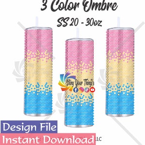 3 Color Ombre Rhinestone Tumbler pattern for 30oz Tumbler, SS20 Flatbacks Rhinestone Tumbler Pattern