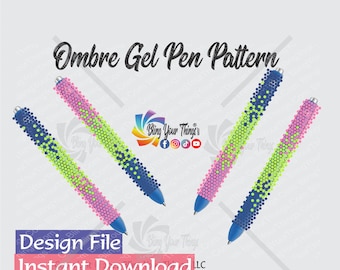 Motif ombré de strass pour stylos gel, motif de stylo strass à dos plat