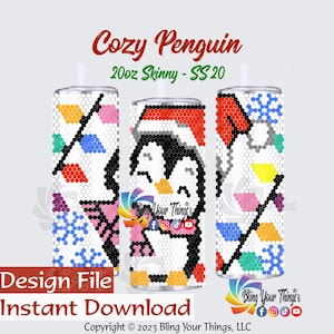 Gezellig pinguïnpatroon strass beker voor 20oz beker, SS20 plaksteen strass bekerpatroon