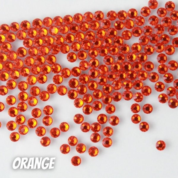 Orange Diamond Cut Hotfix Rhinestones Glass Hotfix Rhinestones 10 Gross High Quality Faceted DIY Bling Embellishments