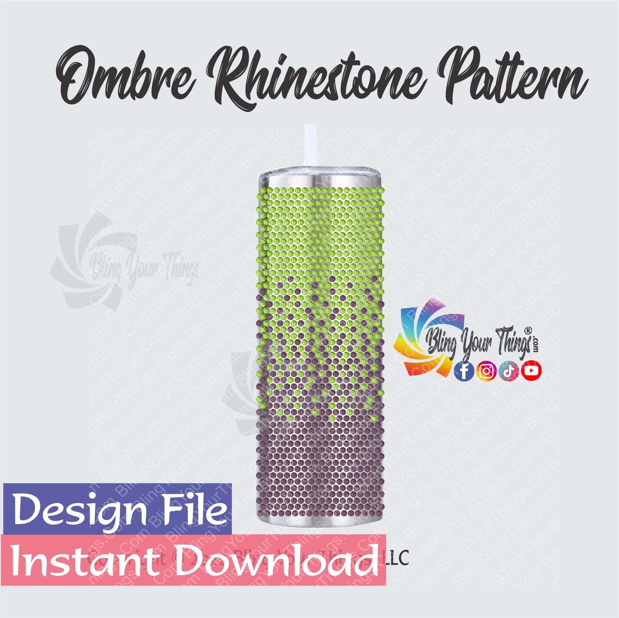 2 Color Ombre Rhinestone Tumbler Pattern SS16 Rhinestones for 20oz ...