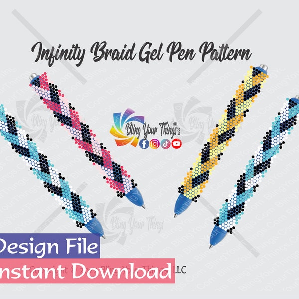 Infinity Braid Rhinestone Pen Pattern for Ink Joy or MakerFlo Pens, Flatback Rhinestone Pen Pattern