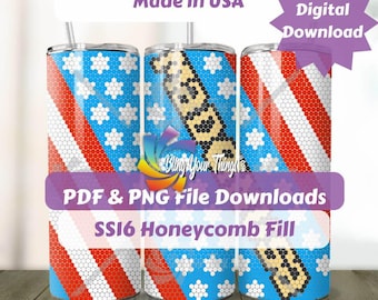 Made in the USA Rhinestone Tumbler Pattern SS16, 20oz Skinny DIY Template, Bling Craft PDF Download