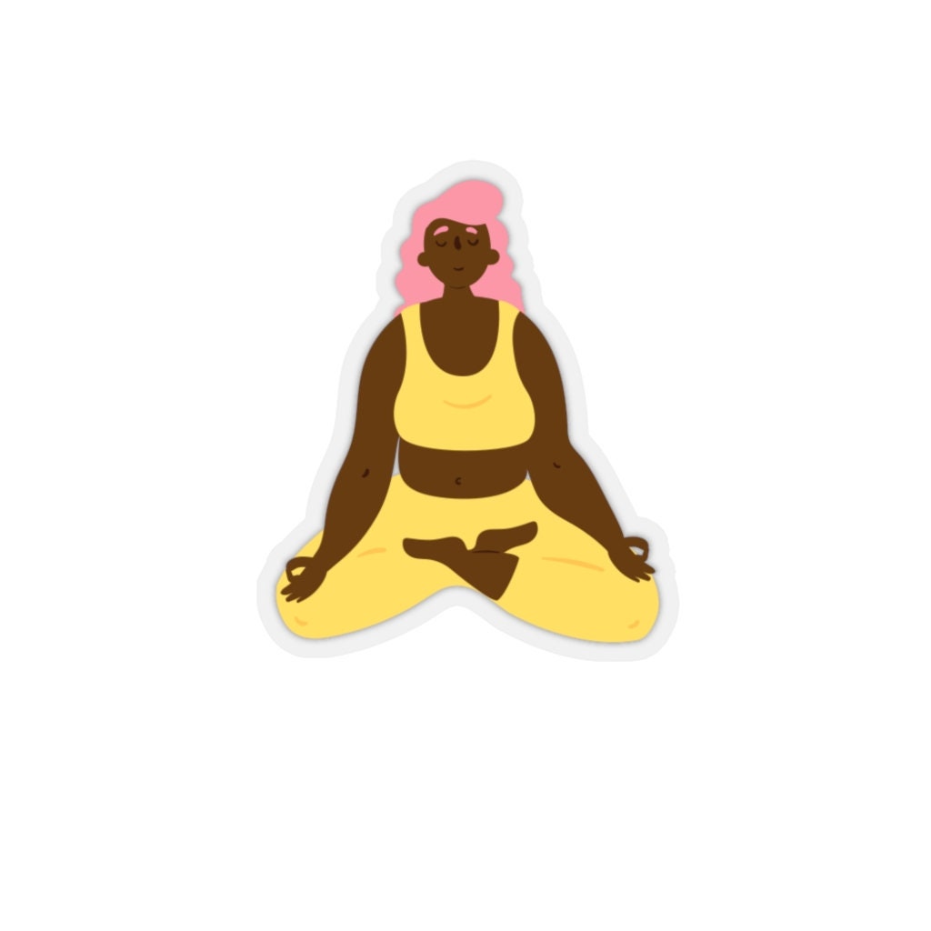 African America Yoga Sticker-Black Woman Fitness 2x2 and 4x4 Sticker-Yogabella Black Woman Yoga Sticker