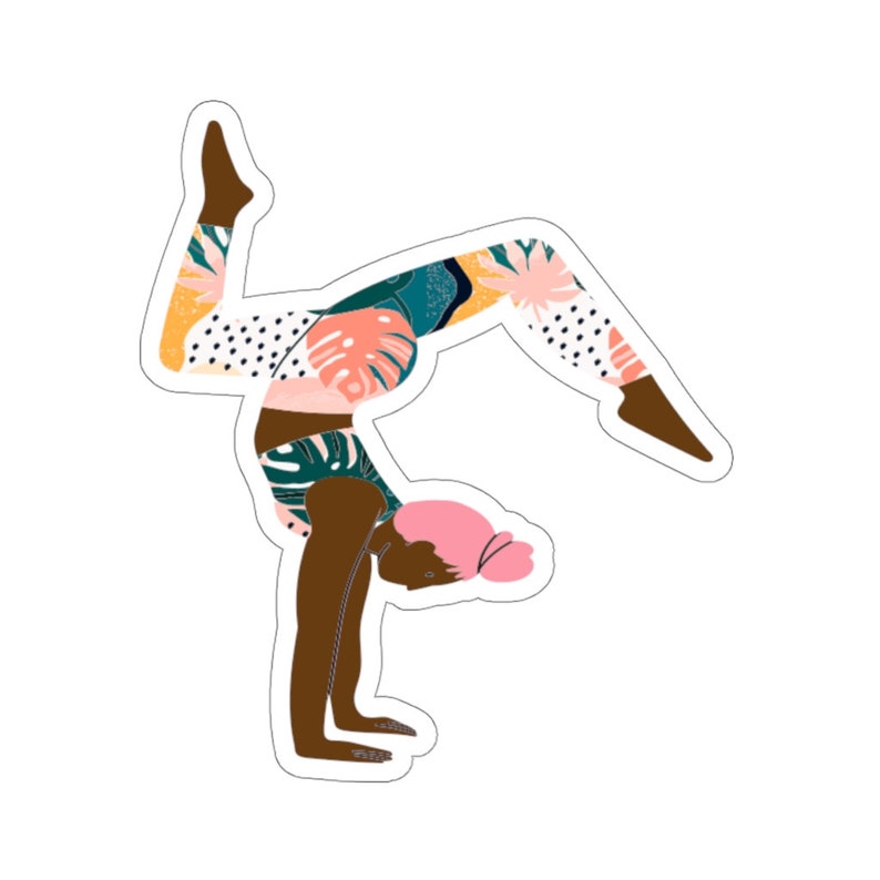 African America Yoga Sticker-Black Woman Fitness 2x2 and 4x4 Sticker-Yogabella Black Woman Yoga Sticker