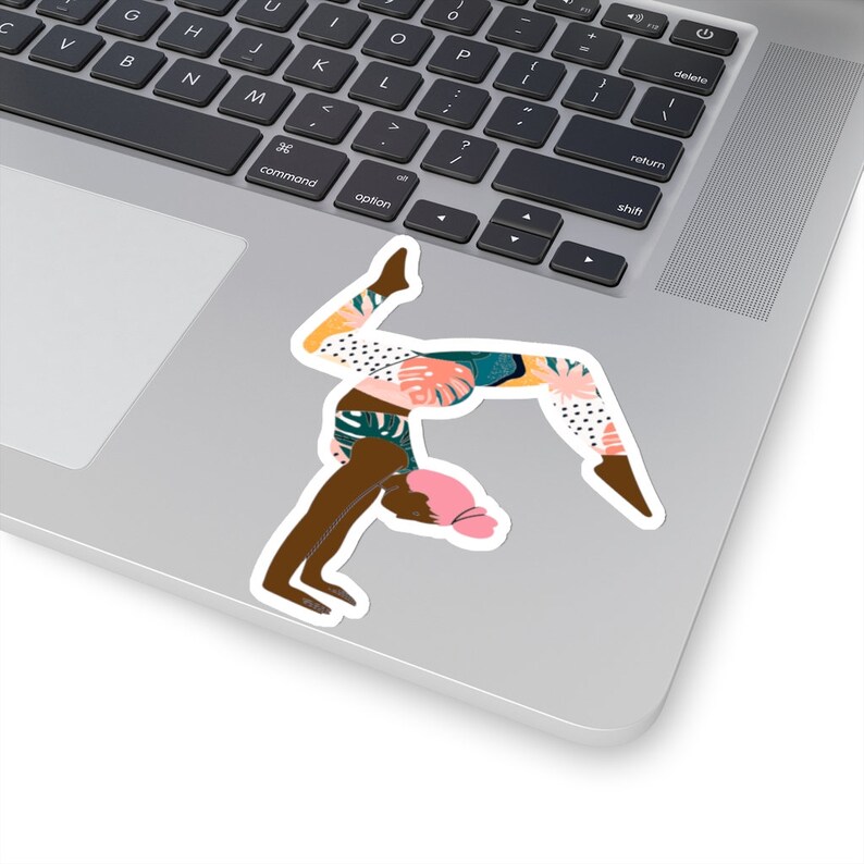 African America Yoga Sticker-Black Woman Fitness 2x2 and 4x4 Sticker-Yogabella Black Woman Yoga Sticker