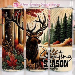 Hunting Season Tumbler, Camping 20 oz Skinny Tumbler Wrap, Hunting Christmas Digital
