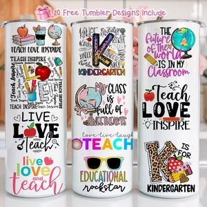 Teacher Appreciation Tumbler Sublimation PNG Files Digital Download, 20oz Skinny Tumbler Wrap, Teacher Daily Affirmations Tumbler Design