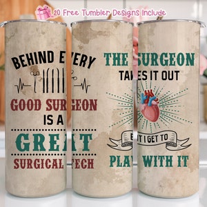 Medical Surgical Tech 20oz Skinny Tumbler Sublimation Design Templates, Surgical Technologist PNG Digital Download