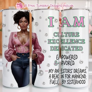 Inspirational Black Woman tumbler wrap, Affirmations tumbler png, African American tumbler wrap, 20oz skinny tumbler