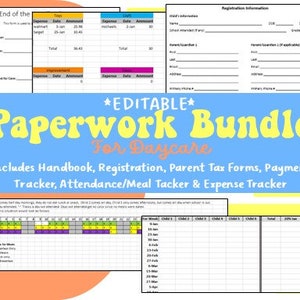Daycare Paperwork Bundle- Childcare Preschool Paperwork Forms - Etsy