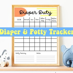 Diaper Tracker Chart- Daycare Childcare Preschool- Potty Chart