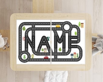CUSTOM NAME PLAYMAT, flisat lid play mat, your name, child name, custom, for sensory table, for kids boys girls, road, town car